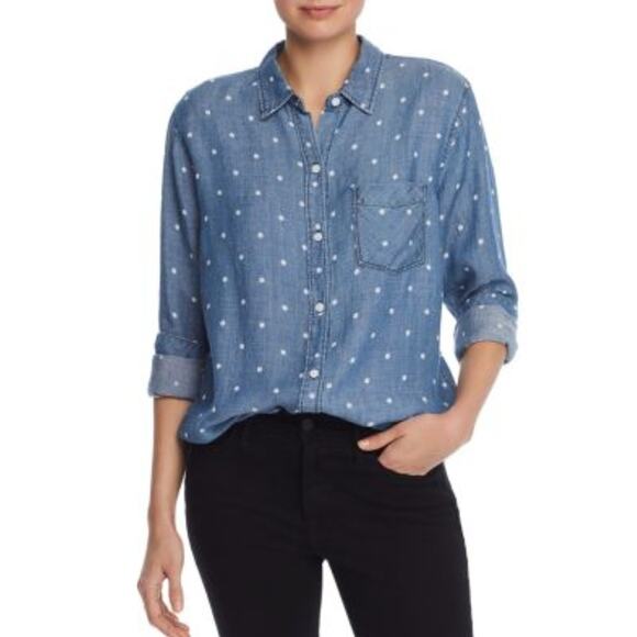 Rails Ingrid Polka Dot Chambray shirt size XS Linen  Blend - Picture 1 of 5
